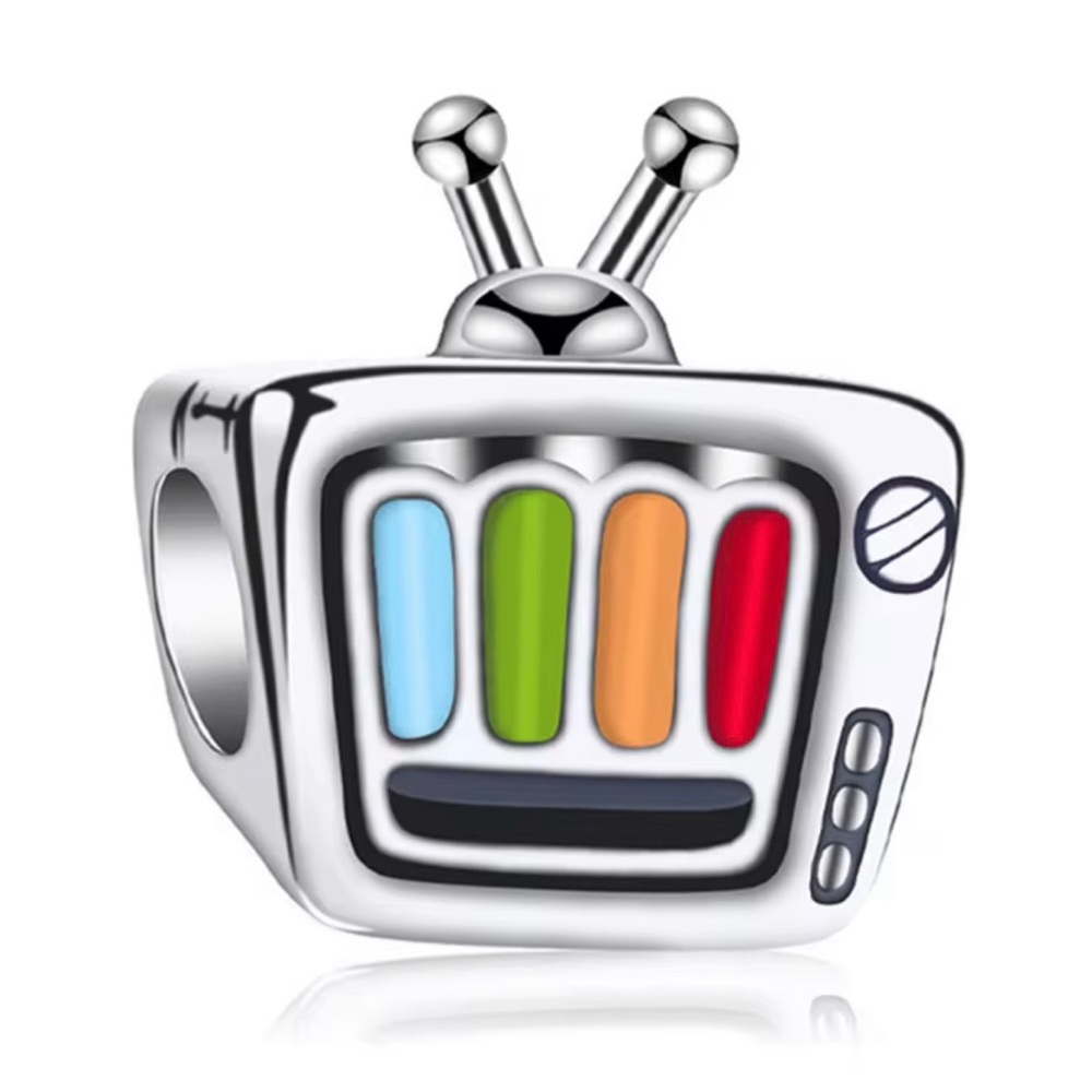 Multi Colored Screen Mini Television European Charm-Collectible Limited Edition